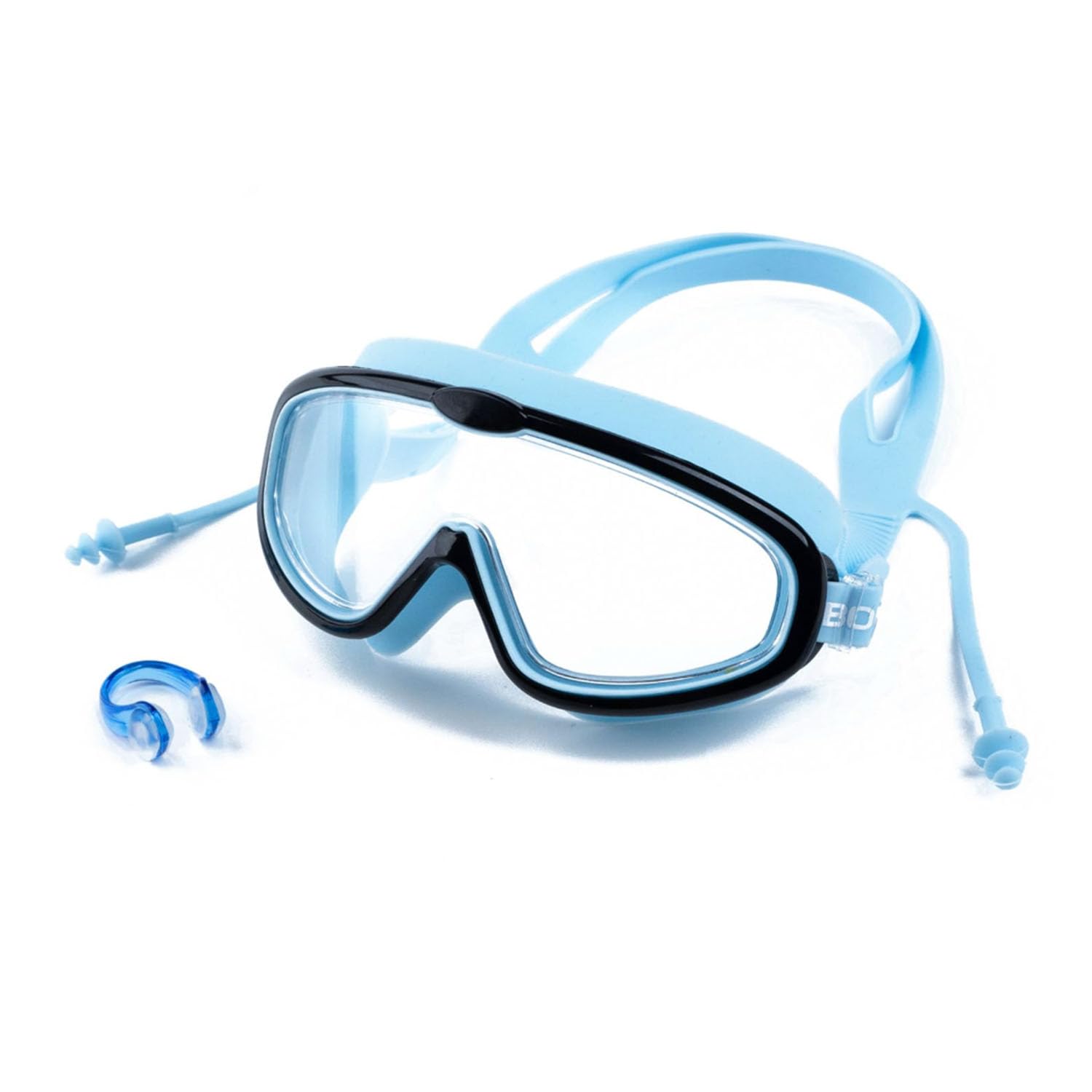 Boldfit Swimming Goggles for Kids, Boys With Adjustable Strap, UV Protection, Antifog Goggles for Swimming Girls Air Tight with Free Ear & Nose Plug – Blue Black