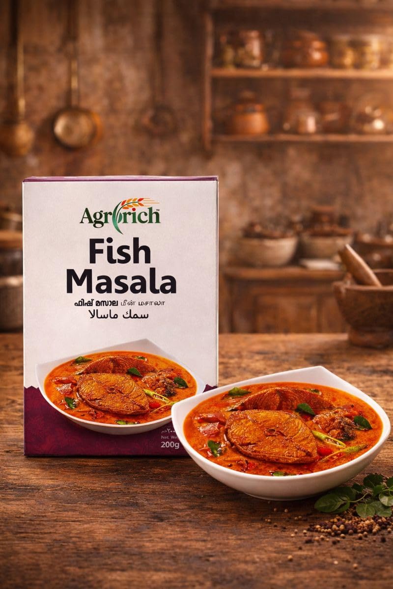 AGRORICH Fish Masala Powder | Authentic Indian Spice Blend for Flavorful Fish Curry & Fry | No Artificial Color & No Preservatives | Ideal for Home Cooking, Coastal Recipes & Fish Gravies