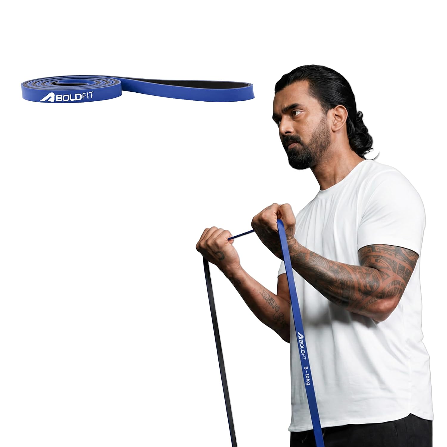 Boldfit Resistance Bands for Workout Dual Color Heavy Resistance Band for Stretching, Pull ups, Home Exercise Resistance Band for Gym Workout Stretch for Men and Women – Blue (5-10kg Resistance)
