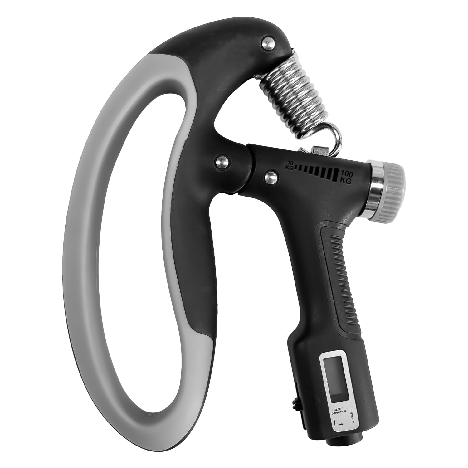 Boldfit Electronic Adjustable Hand Grip Strengthener, Hand Gripper With Counter for Men & Women, Gym Workout Hand Exercise Equipment, Forearm Exercise, Finger Exercise Power Gripper – Grey – 100kg