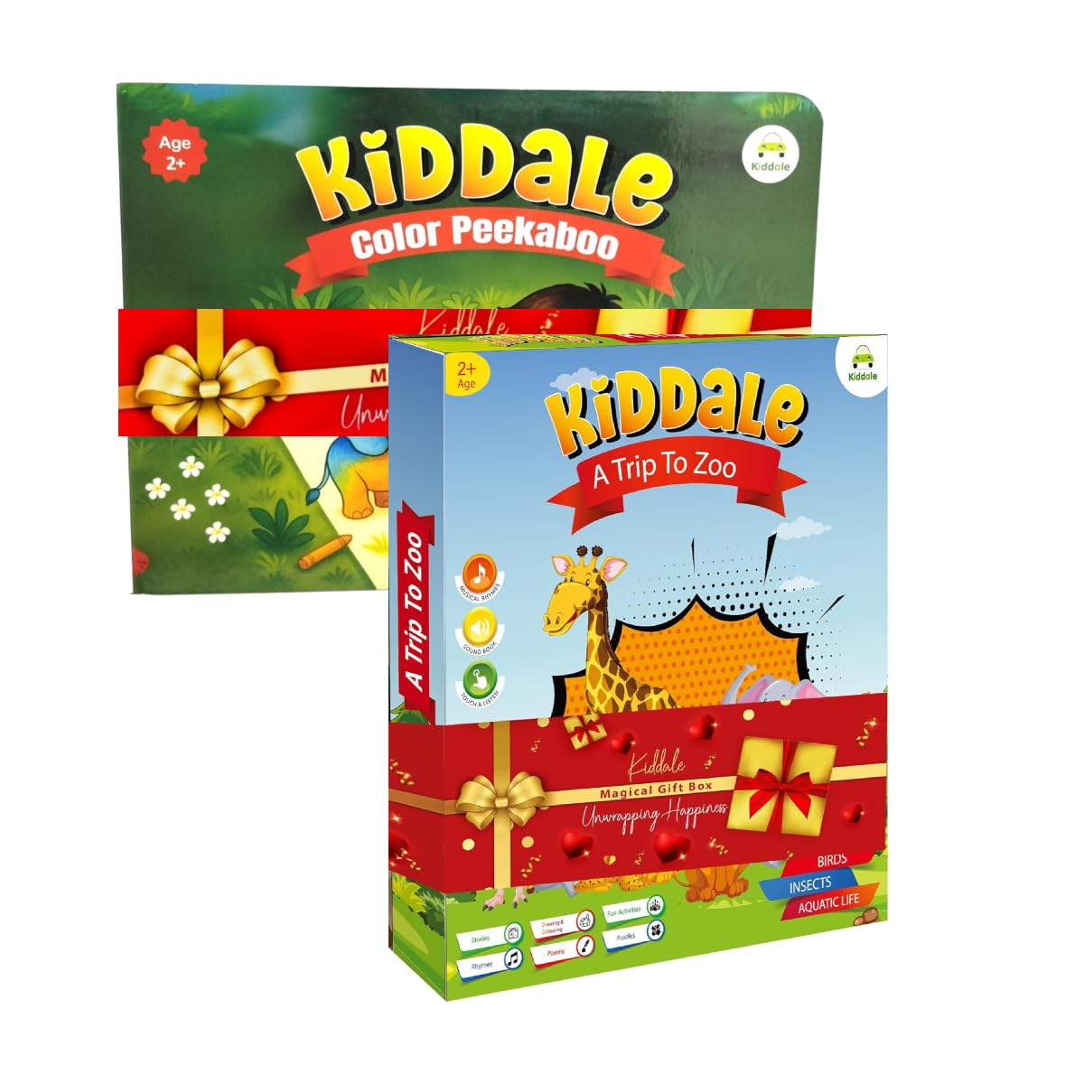 Kiddale Educational Pack of 2 – Trip to Zoo Sound Book with Color Peekaboo Non-Sound Book