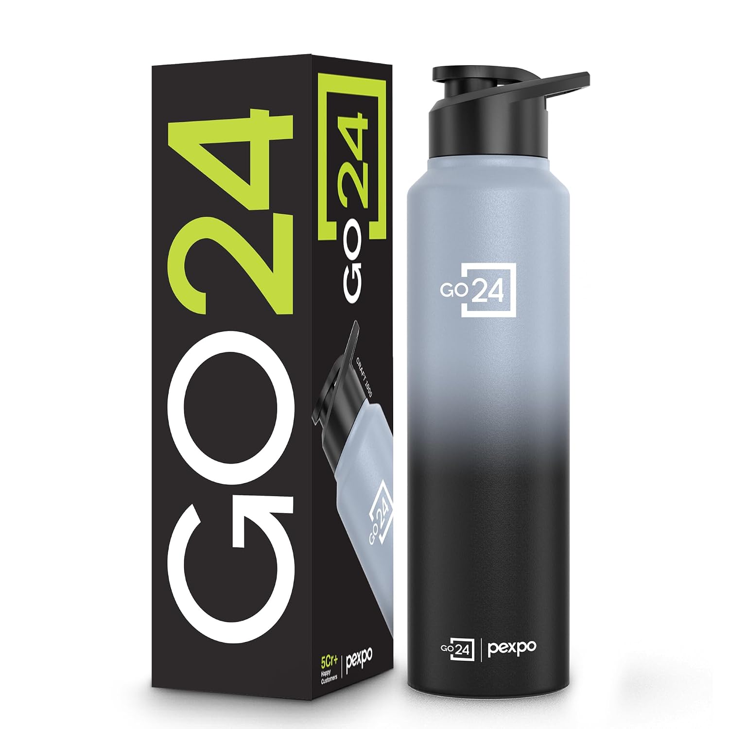 Go24 pexpo Stainless Steel Water Bottle 1 ltr, Fridge Bottle