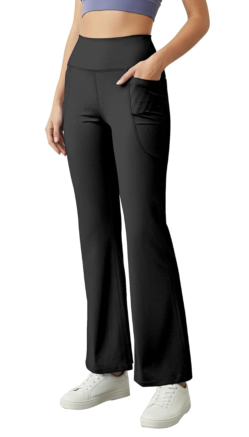 Mehrang High Waist Wide Leg with Side Pockets || Stretchable Tights || Sports Fitness Activewear Yoga Pants for Women