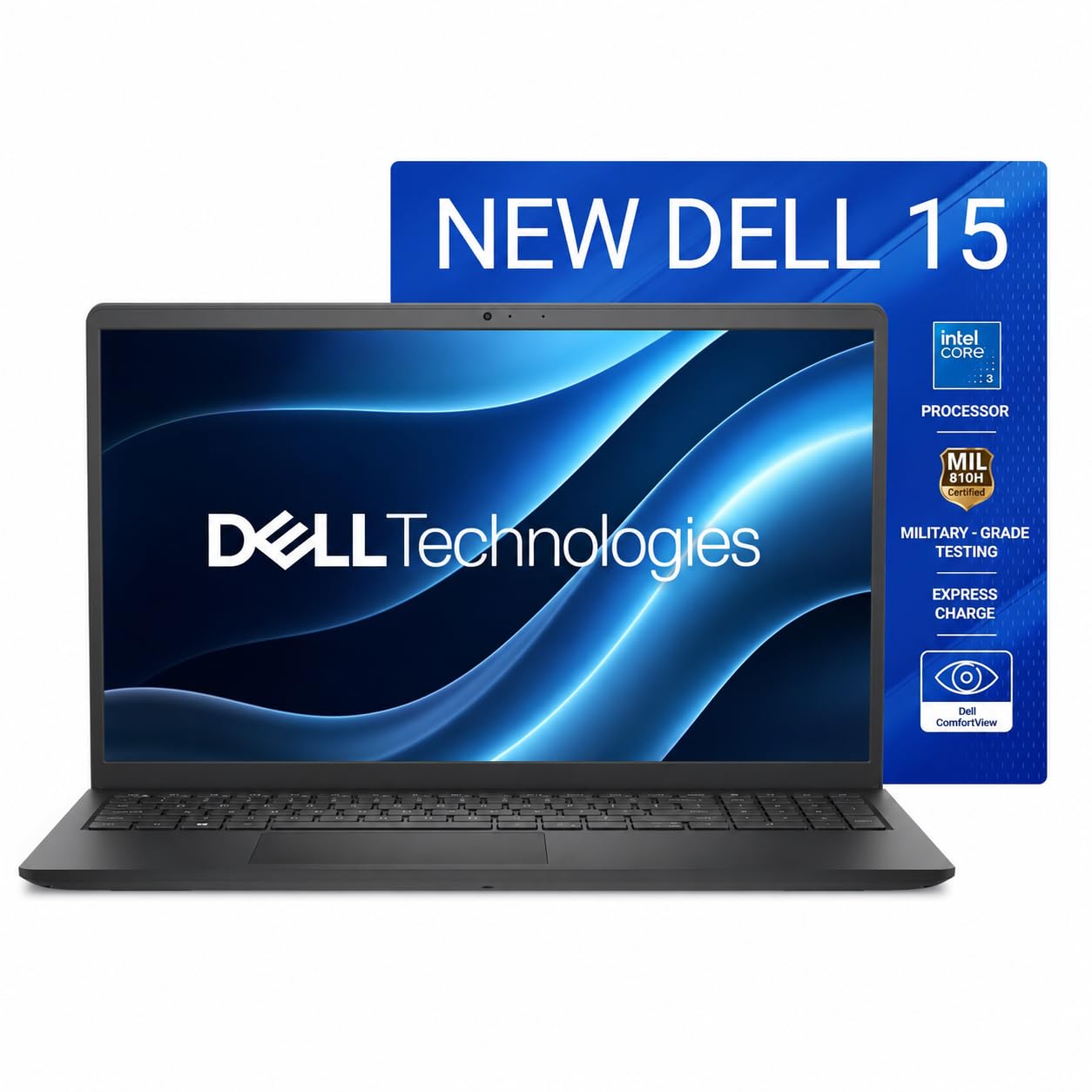 Dell 15 (Previously Inspiron) Laptop, 14th Gen Intel Core i3/Core 3 100U Processor, 8GB DDR4, 512 SSD, 15.6″ FHD 120Hz IPS AG 250 nit Display, Win 11 + Office H&S 2024, Carbon Black, 1.63Kg