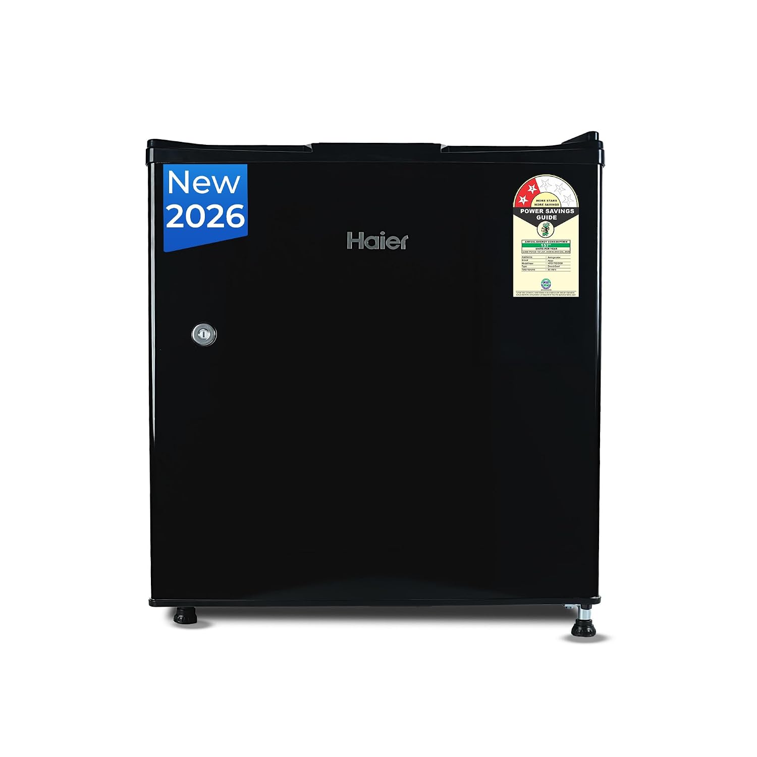 Haier 50 L 2 Star Direct Cool Single Door Mini Bar Refrigerator with Chiller Freezer Box, LED Light for Clear View, Lock & Key and Easy Clean Back (HRD-752KSA, Black Steel, 2026 Model)
