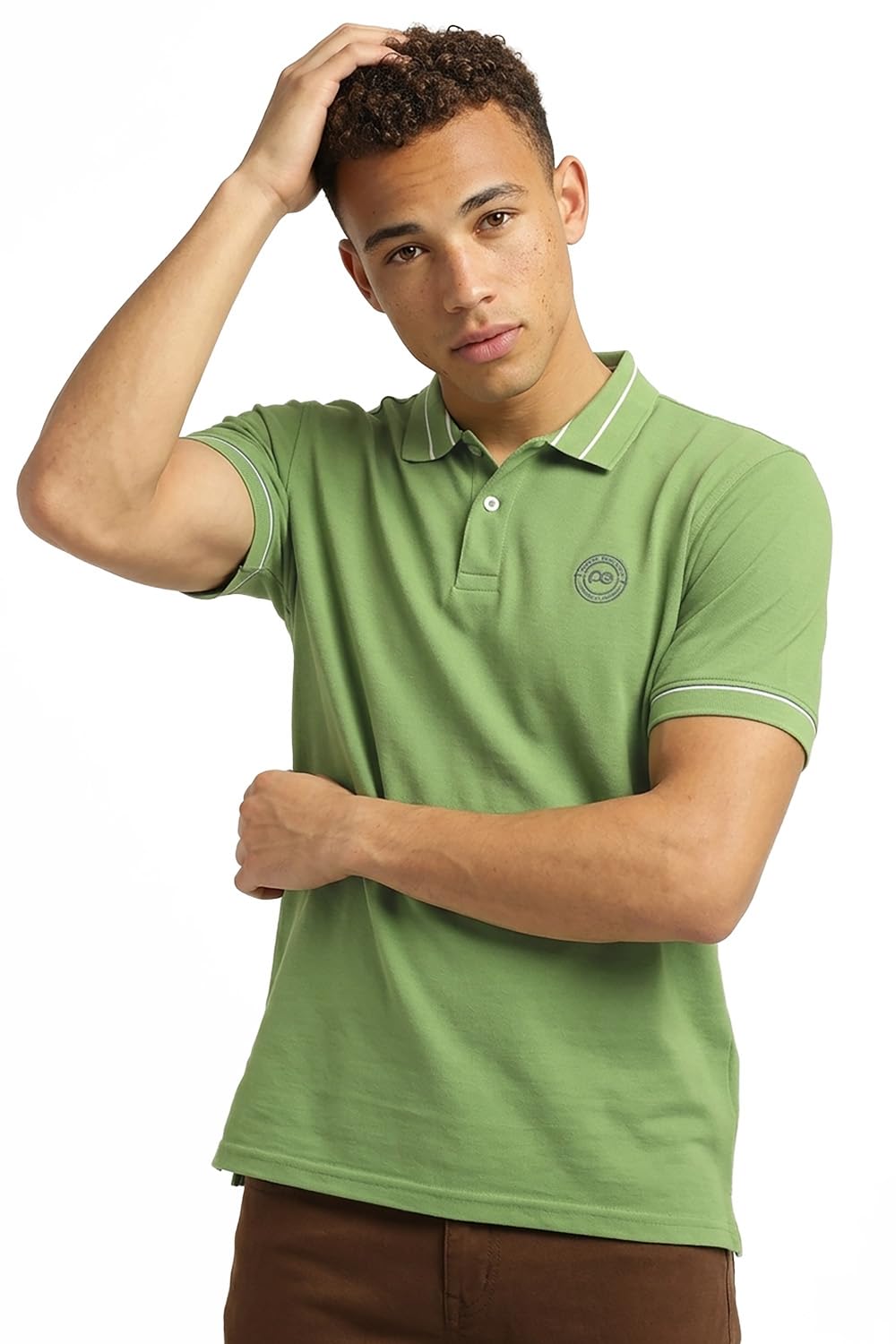 Peter England Men’s Regular Fit Insignia Half Sleeve Polo T-Shirt | Cotton Rich | Premium Pique Weave