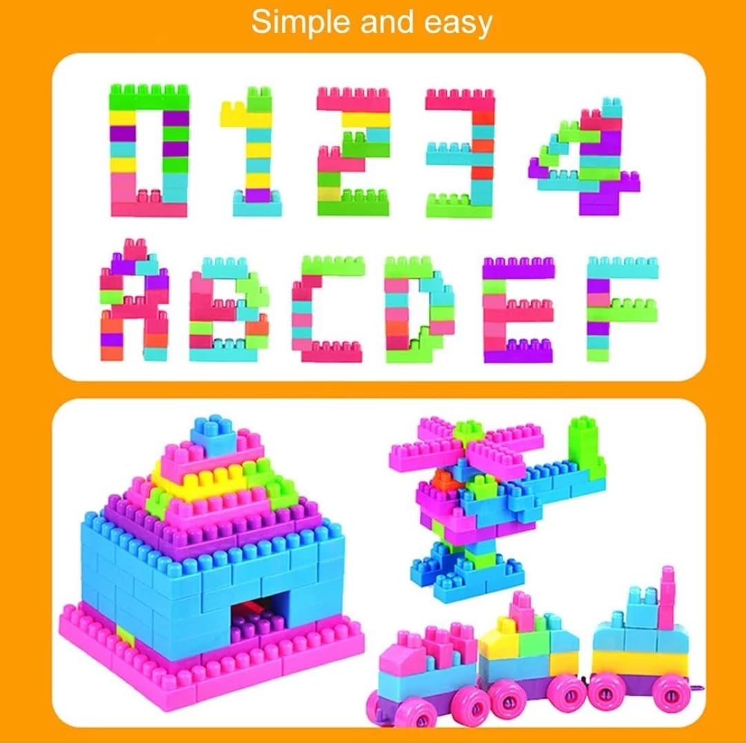MBK 100-Piece DIY Building Blocks Toy Set for Kids – Fun Puzzle Games & Educational Toys for Children 2-5 Years – Includes Blocks with Wheels