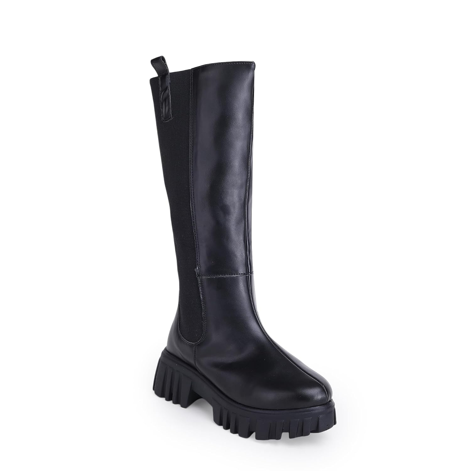 AUSTINE Women’s Trendy Black Knee-High Boots Chunky Platform Sole Casual Winter Boots for Girls
