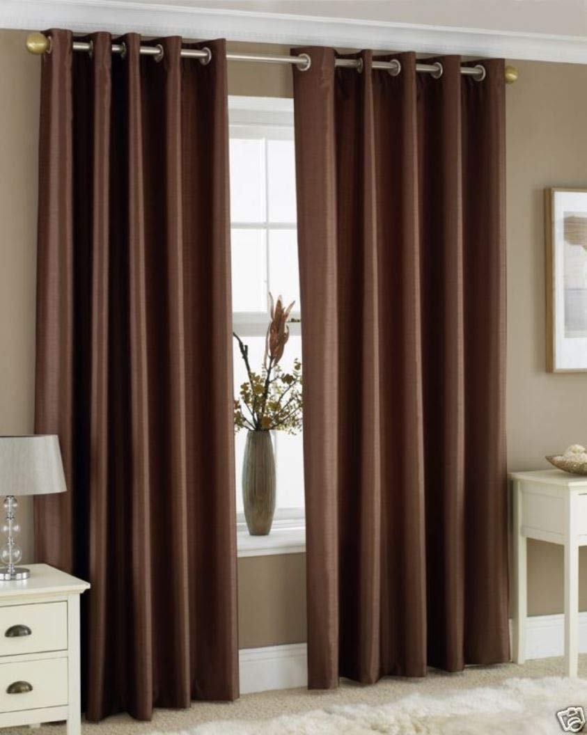 Homefab India Royal Silky Grommet Door Curtain – 7 feet, Coffee – 2 Piece
