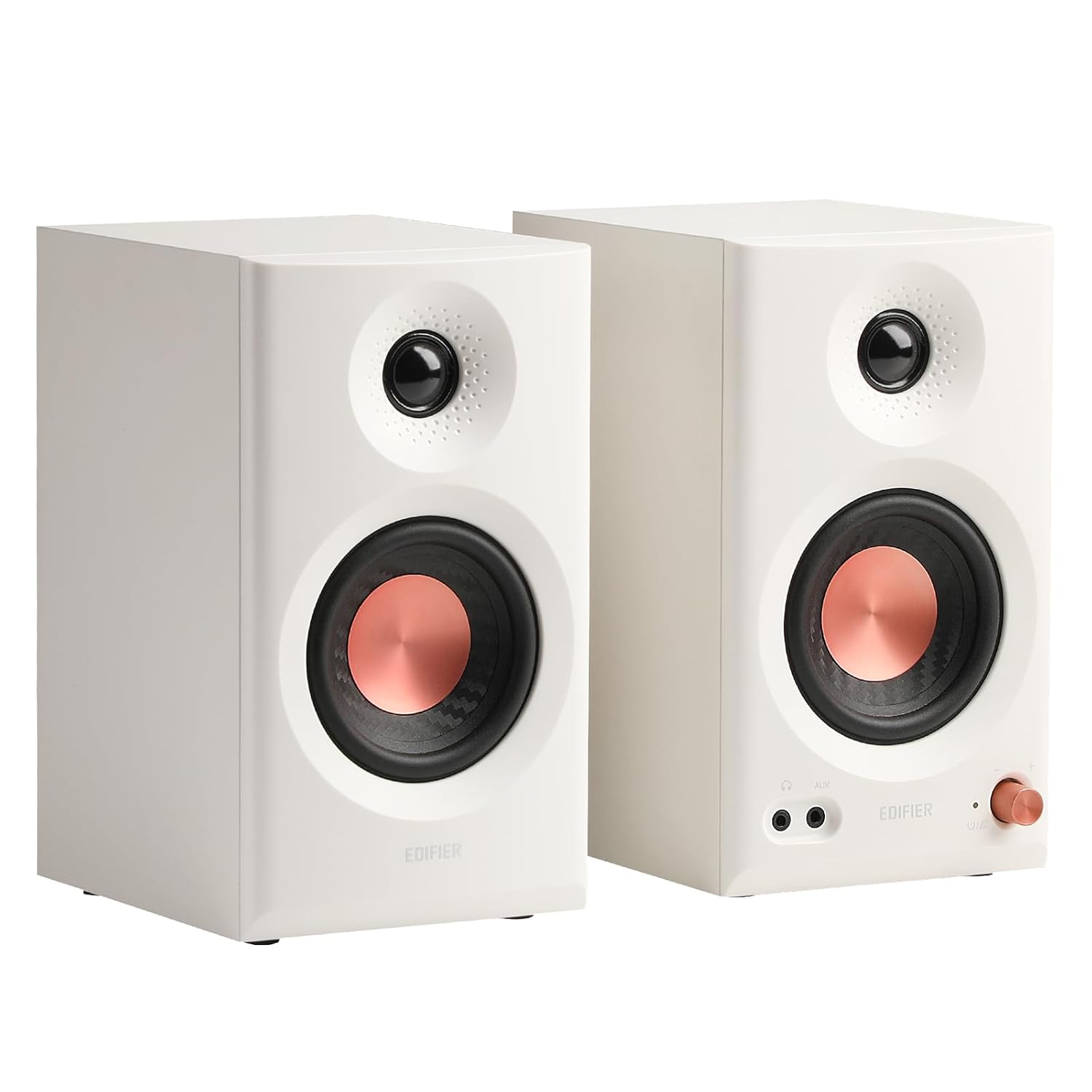 Edifier MR3 Powered Studio Monitor Speakers – 36W RMS Hi-Res Active Desktop Reference Monitors with Acoustic Room Compensation, Bluetooth V5.4, TRS, RCA, and AUX Inputs, White