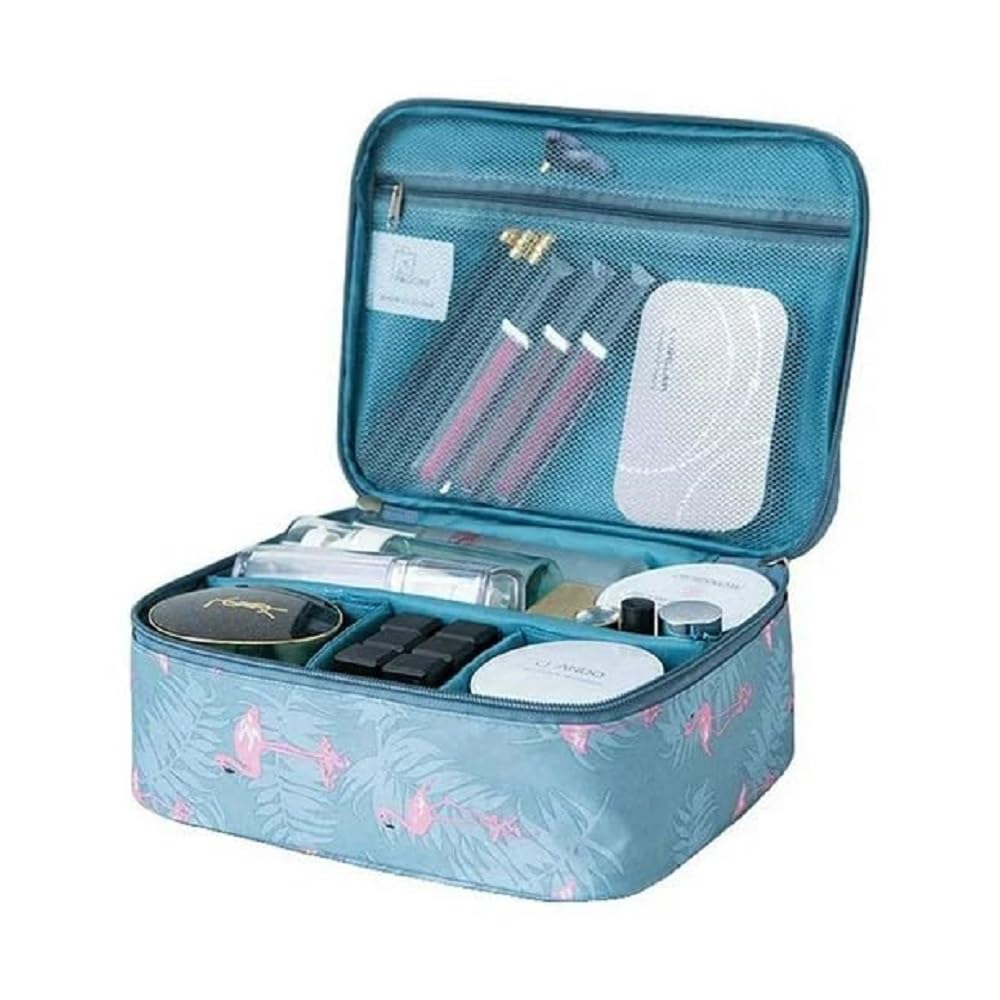Travel Makeup Pouch Bag for Women, Cosmetic Organizer Bag with Multiple Compartments & Mesh Pocket, Portable Toiletry Bag, Makeup Storage Case for Travel, Vanity, Office