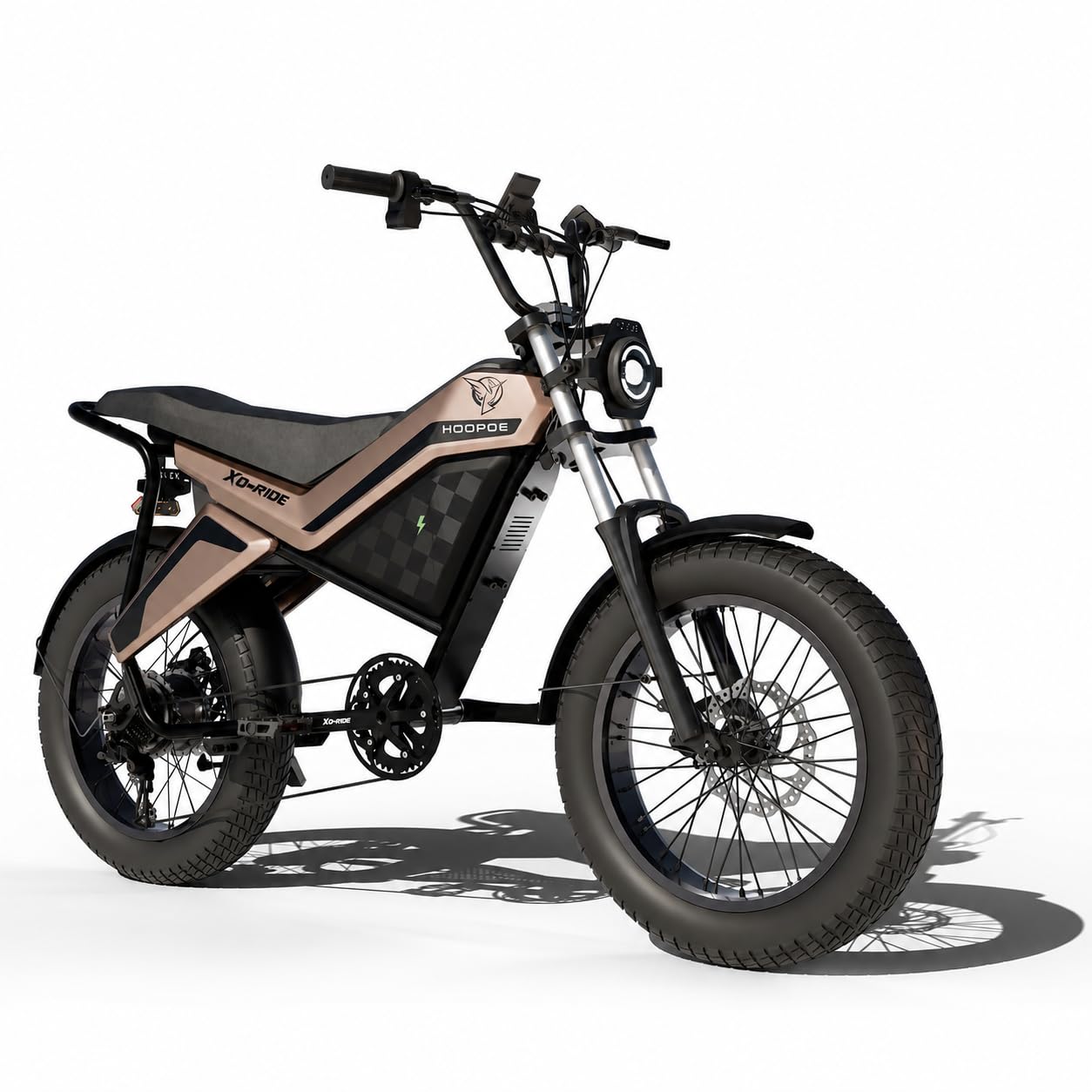 XO-Ride Conqueror Electric Cycle – 250W Rear Hub Motor | Bright LED Display | Shimano 7-Speed | 36V 15Ah Battery | Up to 60 km Range | 2-Seater (Rose Gold)