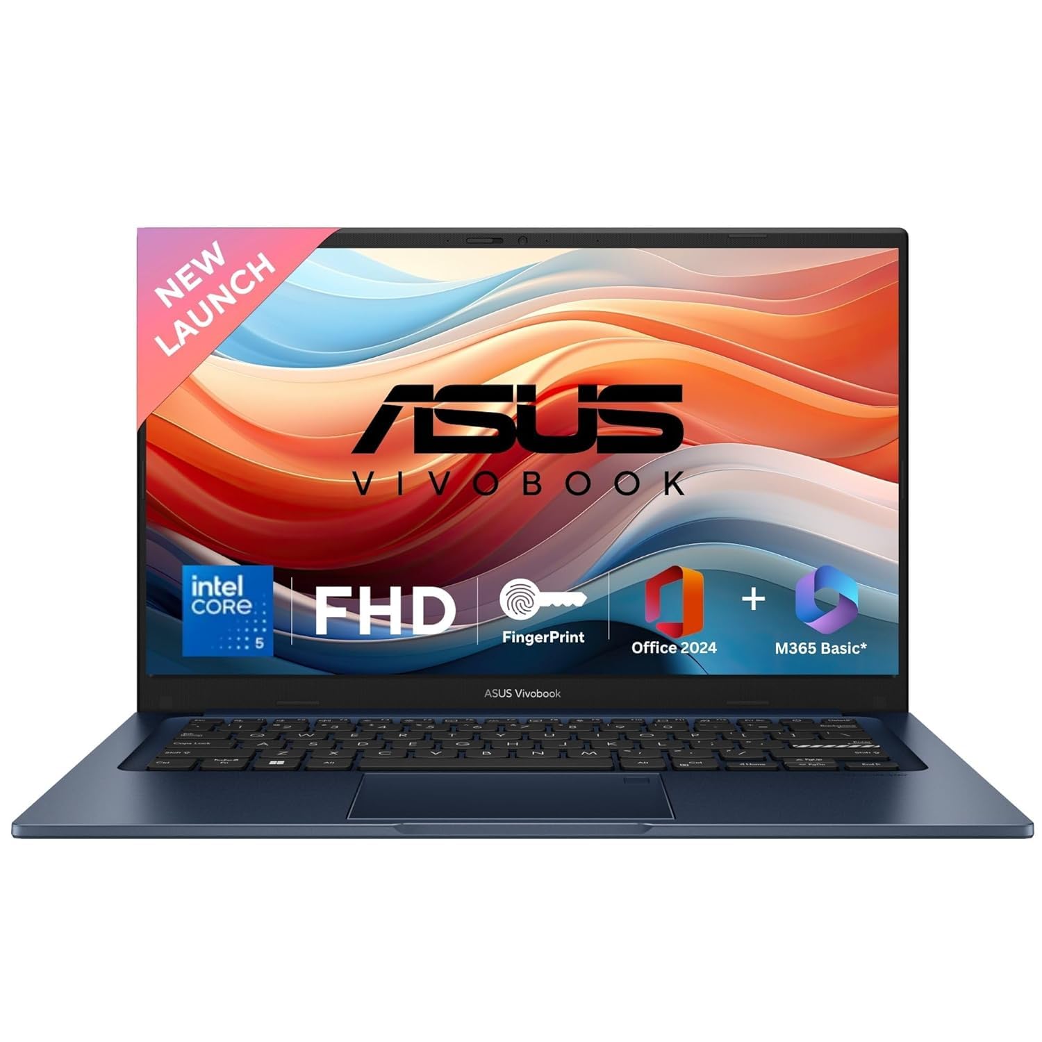 ASUS Vivobook 14, (i5 14th Gen) Intel Core 5 120U, Thin & Light Laptop(16GB RAM/512GB SSD/FHD/14/60Hz/Fingerprint Reader/M365 Basic (1Year)*/Office Home 2024/Quiet Blue/1.4 Kg) X1404VAP-EB1542WS