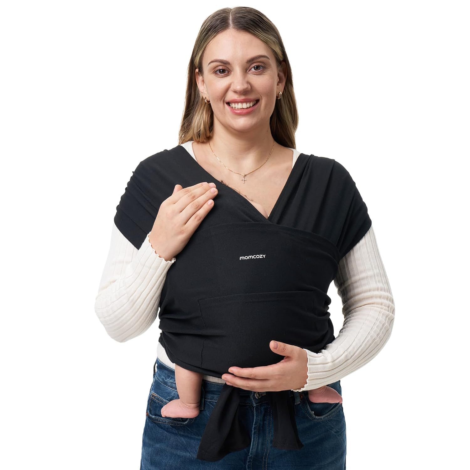 Momcozy Baby Wrap Carrier, Easy-On 2-Piece Design, Newborn to 15.8 kg