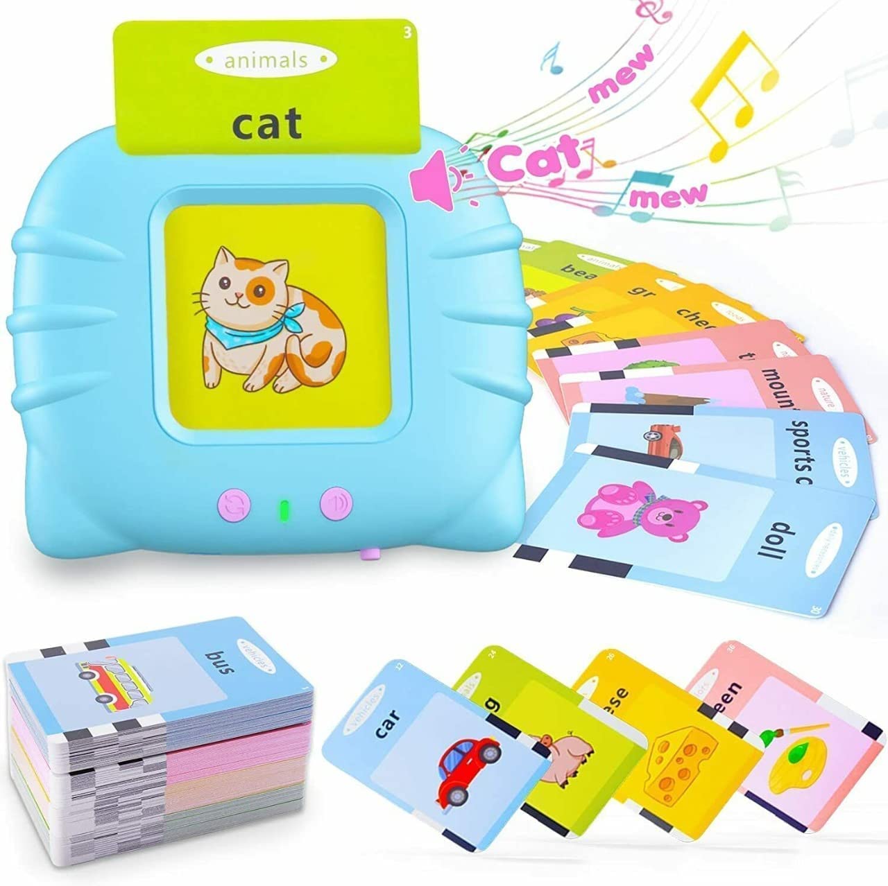 CYNVEXA Talking Flash Cards for Kids 2-5 Years | Rechargeable Educational Learning Toy for Toddlers | Language Skills Builder for Boys & Girls (Kids Talking Flashcards)