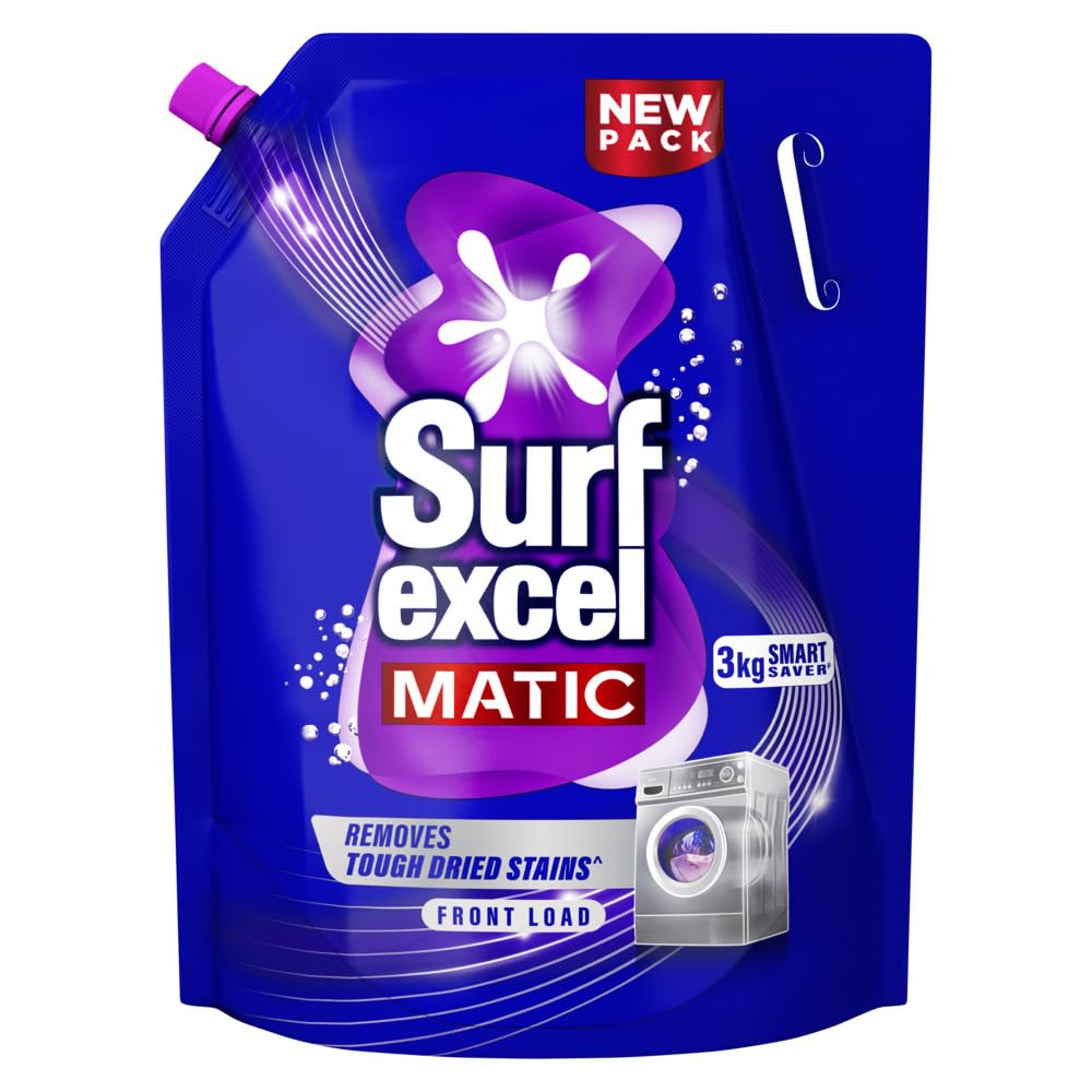 Surf Excel Matic Liquid Detergent 3 kg for Top Load | Removes tough Stains in 1st wash | Superior Fragrance | Color Protection | Trusted by machine manufacturers like Whirlpool, Bosch, Lloyd, Voltas