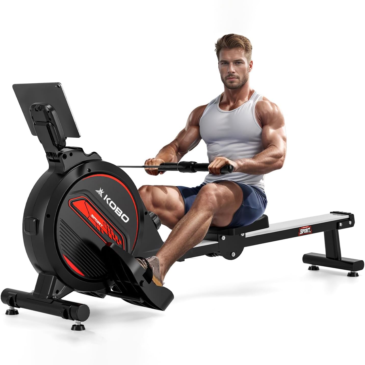 Kobo Rowing Machine for Home Gym with 3KG Flywheel, 120KG Max User Weight – Silent Magnetic Rower with LCD Display, Adjustable Resistance, Vertically Foldable Design for Full Body Workout