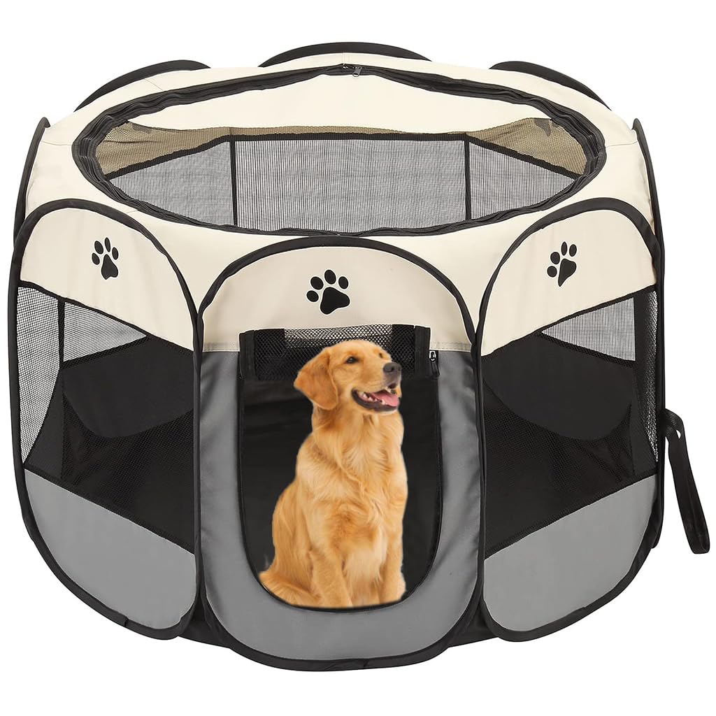 Qpets® Foldable Pet Playpen 114x114x58cm for Cats and Dogs