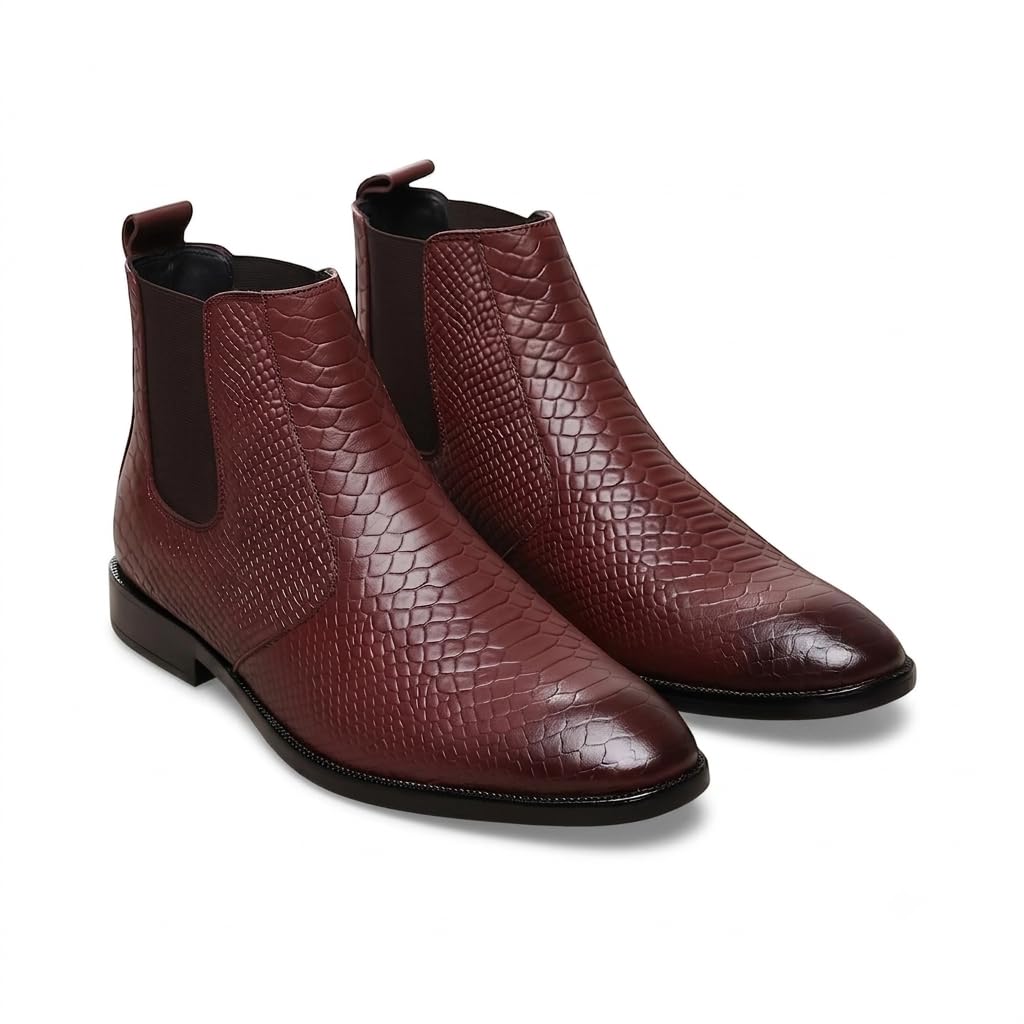 HAYES LONDON Chelsea Boots For Man | Genuine Leather High-Top Slip-On Shoes | Comfortable Formal Shoes for Men | Stylish Office, Party & Casual Wear Fashion Boots