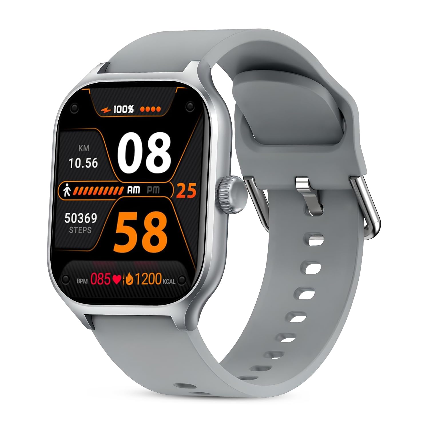 PunnkFunnk H9 Smart Watch 2.01″ TFT Display, Bluetooth 5.0 with 100+ Sports Mode, Heart Rate & Blood Oxygen Monitor, Call & Message Reminders Compatible with Android & iOS, IP67 Waterproof(Grey)