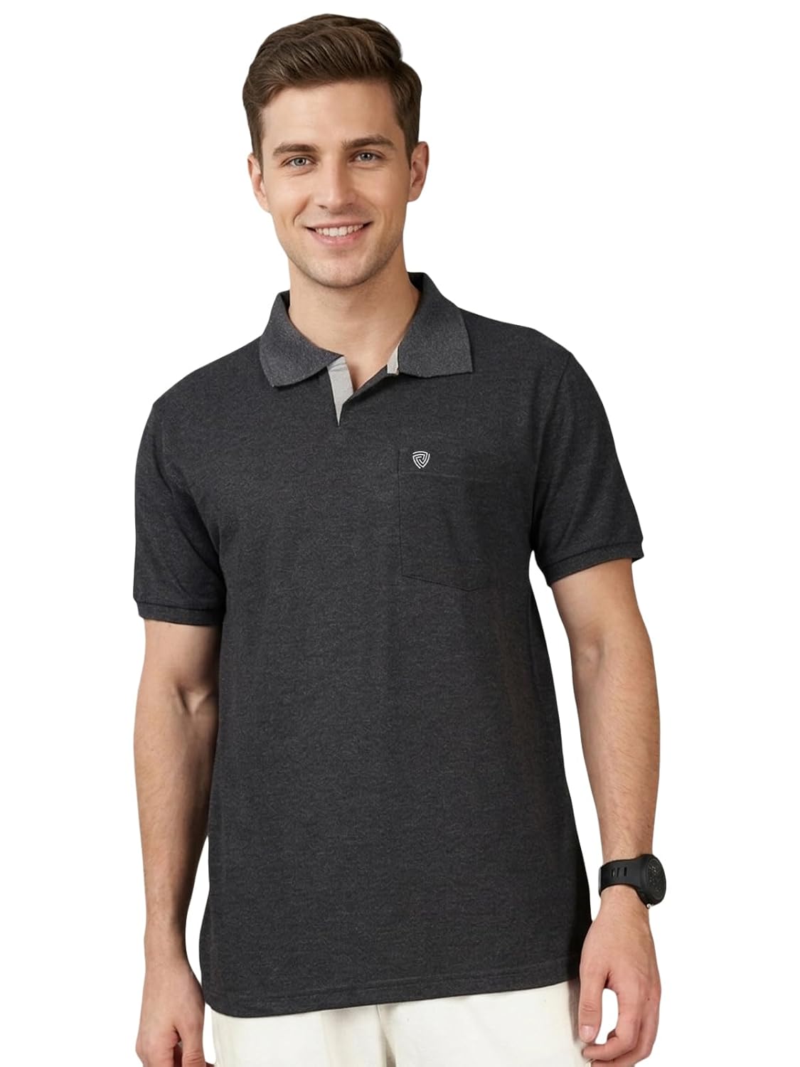 Lux Cozi Men’s Half Sleeve Soild Casual Regular Fit T-Shirt with Chest Pocket | Polo Tshirt for Men