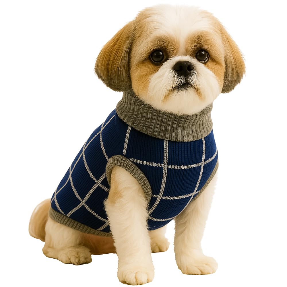 PetVogue Classic Sweater for Small Pets, Cats, Dog Winter Clothes- XXS-Blue