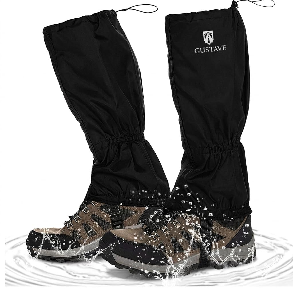 Gustave® Gaiters for Hiking, Climbing, Leggings, Trekking, Waterproof Windproof Sandproof Adults Hiking Gaiters, with Secure Fasten Belt Adjustable Hiking Gaiters Lightweight Gaiters (1 Pair)