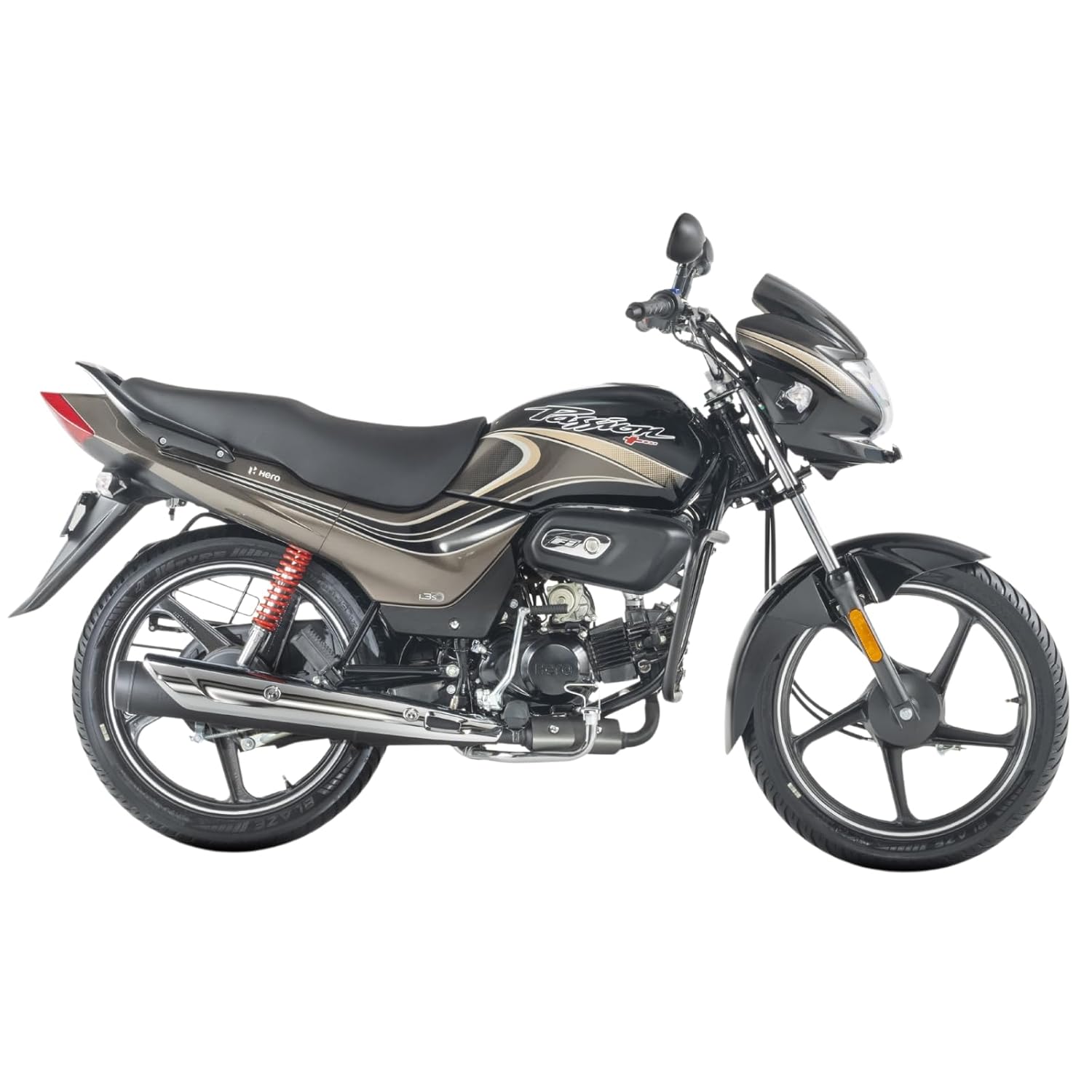 Hero MotoCorp Passion+ i3S Drum Black Brown Stripes Booking for Ex-Showroom Price