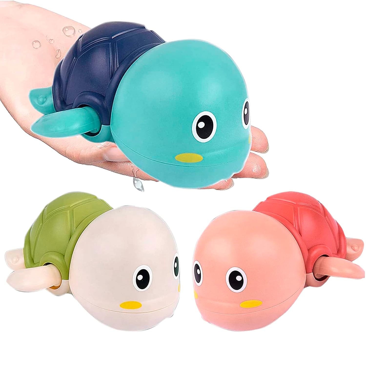 WISHKEY Pack of 2 Swimming Turtle Bath Toy for Babies, Floating Toys for Kids Tub, Cute Bathing Toys for Toddlers, Bathtub Toys for Baby Boys & Girls, Bathing Toys for Baby for 0-3 Years (Multicolor)