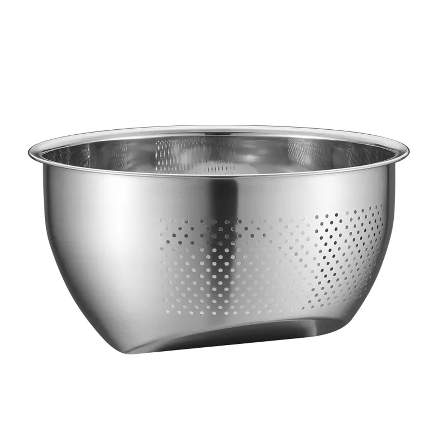 KRESHU Stainless Steel Colander | 304 Food Grade Kitchen Strainer 3-in-1 Sink Strainer | Side Drain Design | Vegetable Washing Basket for Fruits & Kitchen Utensils (26cm, Silver)