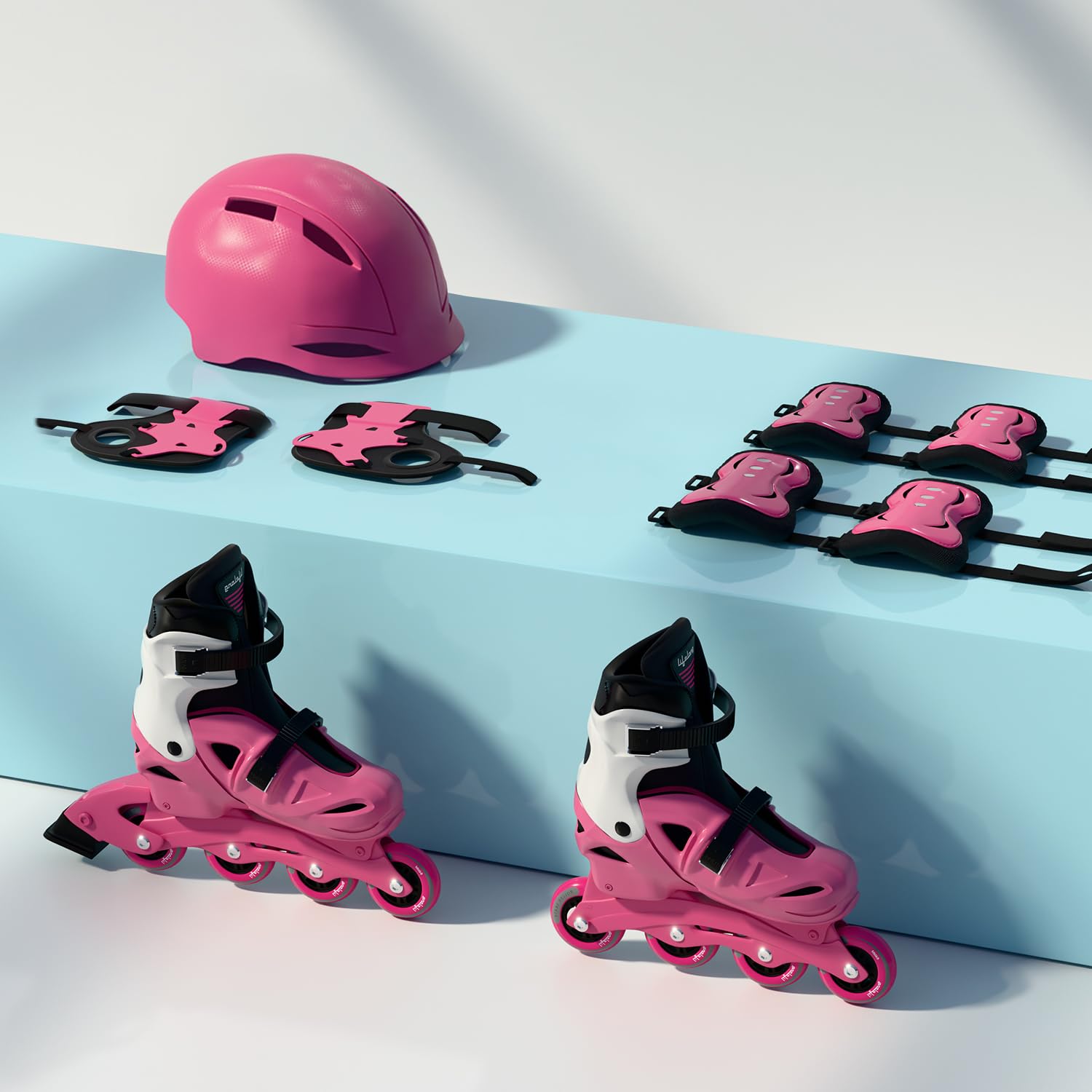 Lifelong Inline Skates for Kids – Roller Skate Shoes-4 Wheels Inline Skates-Skating Shoes for Boys & Girls with Safety Kit- Skate Scooter- Liner Skates-1 Pair of Skates, Pink, L (23.5-26 cm)
