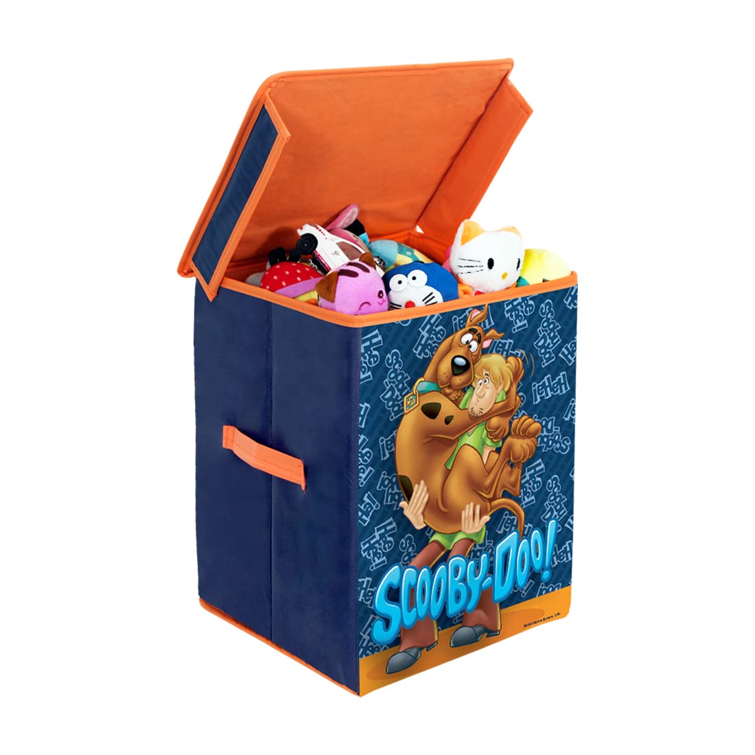 PrettyKrafts Scooby-Doo Larger Storage Cubes [1-Pack] Foldable Storage Boxes with Lids, Collapsible Storage Bins Organizer Basket with Sturdy Handles for Home, Nursery, Closet (11“ x 11” x 15″), Blue