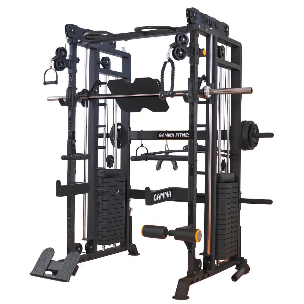 GAMMA FITNESS FTS-101 Multi Gym Functional Trainer with Smith Machine for Home Gym Equipment (Black and Red) (All Black)