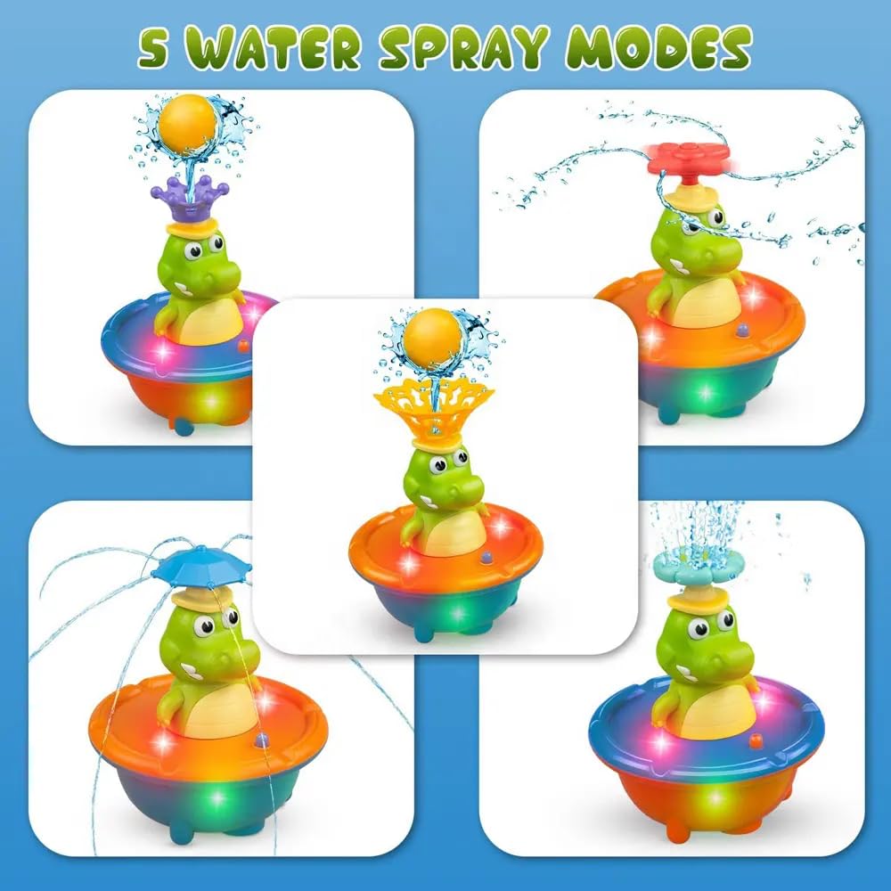 Happy Hues Alligator Bath Toys for Babies &Toddlers- Mold-Free Wall Mount Waterfall Bath Toys (Alligator)