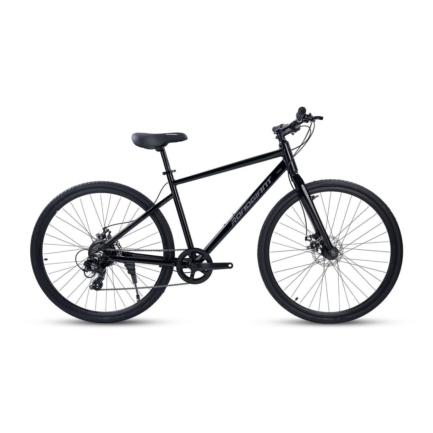 ROADGIANT BRO-Code Hybrid Bicycle 700C Dual Disc Brake 21 Speed Shimano Aluminum Frame Light Weight Unisex for All-Terrain Riding (Z Black)