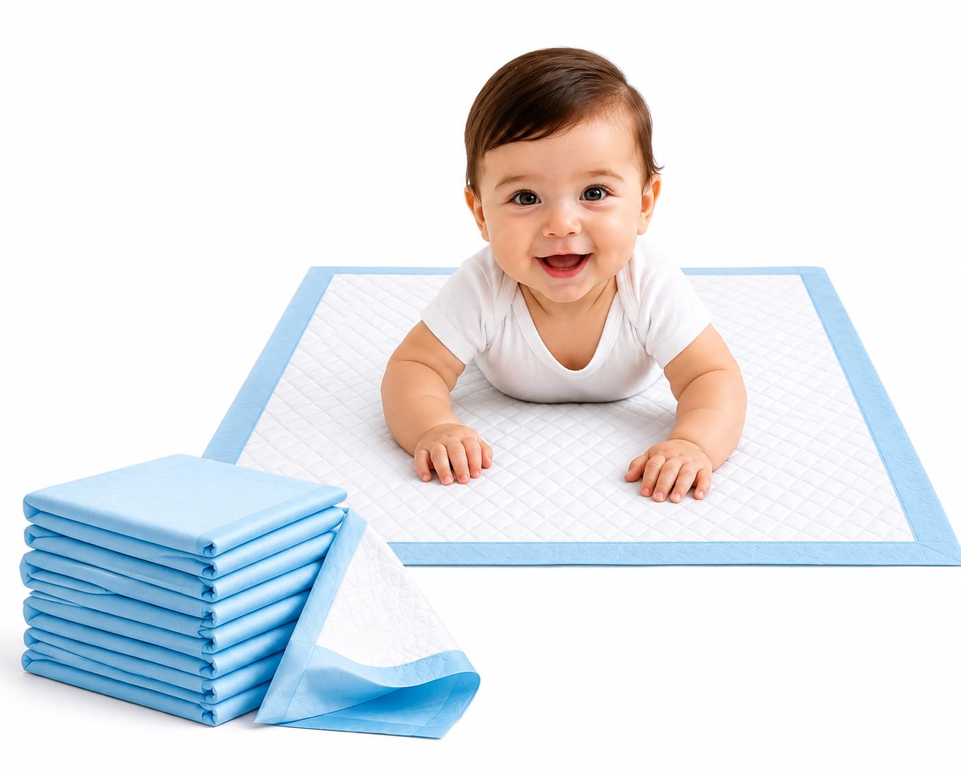 HygoMat Baby Disposable Changing Mats | 60×45 cm, Pack of 10 Combo Super Absorbent Leak-Proof Underpads | Ultra-Soft Anti-Bacterial Kids Diaper Changing Bed Protector Sheets| Medium