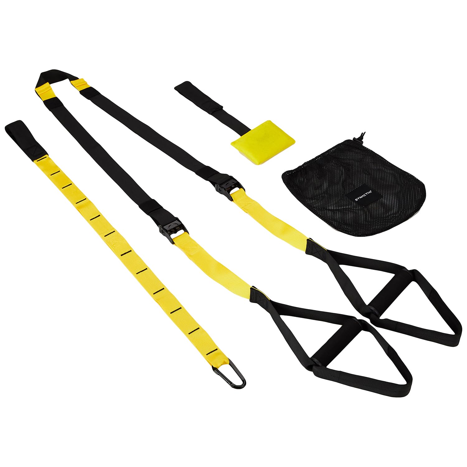 Amazon Brand – Symactive Unisex Suspension Body Trainer Kit with Door Anchor and Wall Mount | Portable Home Gym Exercise Bands for Strength and Flexibility, Multi-Colour