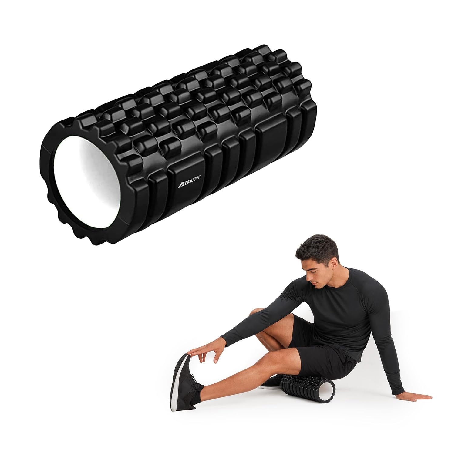 Boldfit Foam Roller for Back Pain, Deep Tissue Massage and Body Pain High Density Foam Roller for Exercise in Gym, Home Back Roller for Muscle Recovery Massage Roller for Stretching – 33cm White