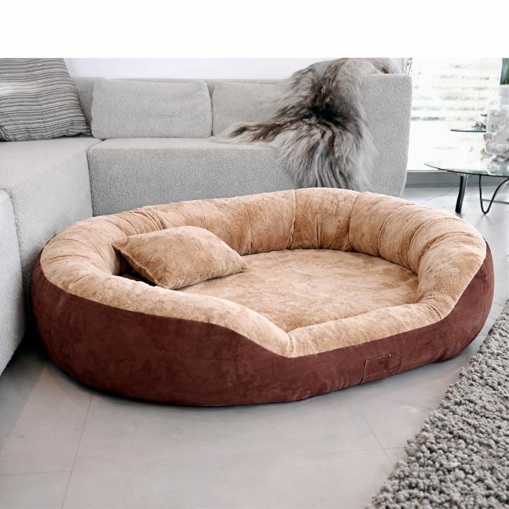 Premium Fur Dog Bed for Small Dogs | Orthopedic Washable Pet Bed with Fiber Filling, Anti-Slip Bottom & Calming Support | Luxury Mattress for Labrador, German Shepherd, Husky & More (S)