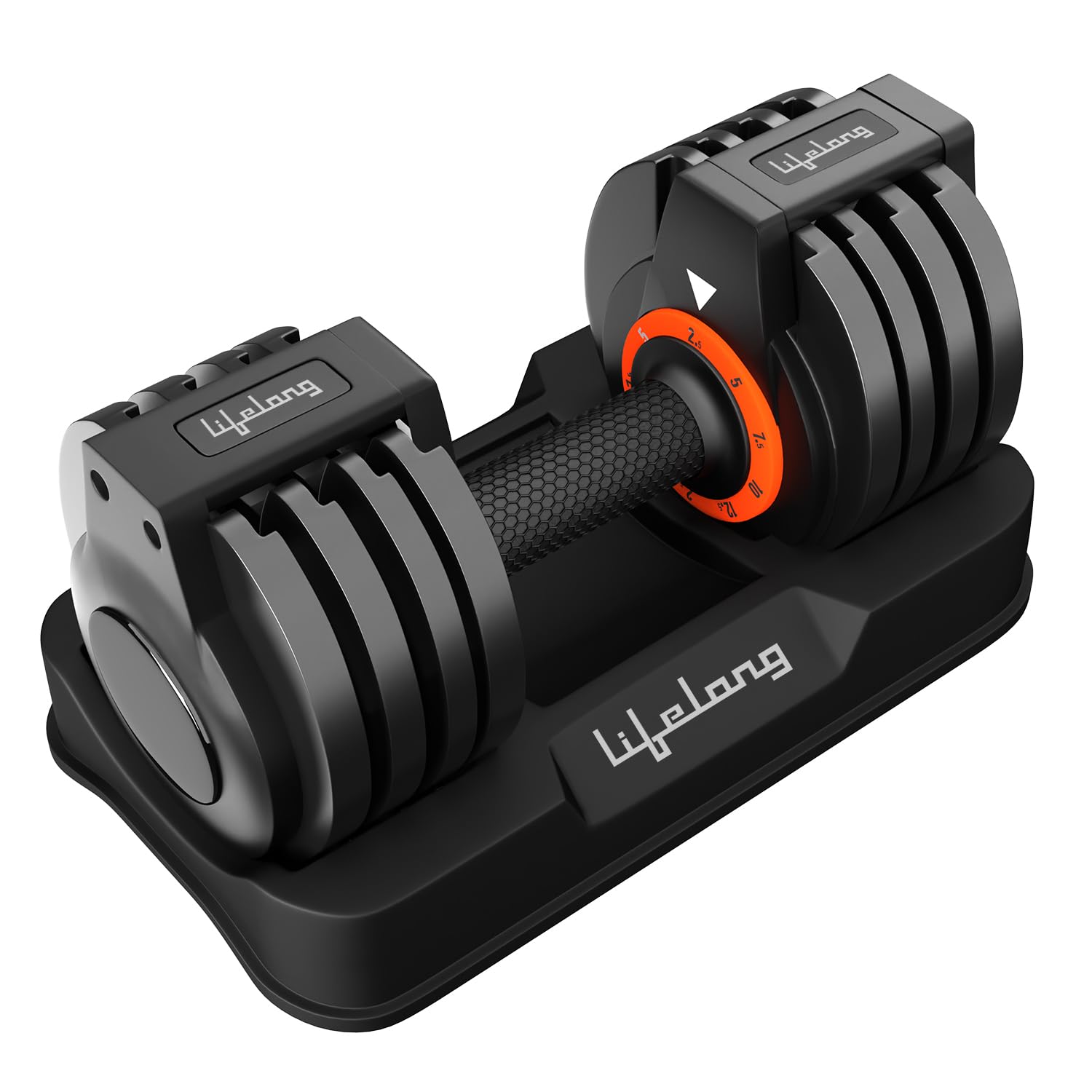 Lifelong Adjustable Dumbbells Set for Men & Women|Home Gym Equipment for Fitness & Home Workout | Gym Dumbbells | Easy Weight Adjustment (2.5kg to 12.5kg) – Black, LLAD02,Iron