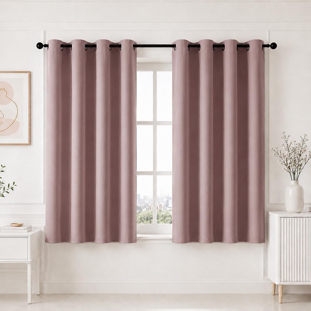 HOMEMONDE Premium Blackout 5 Feet Curtain for Window – Noise Reduced and Fade Resistant Blackout Curtains, True Room Darkening Drapes for Living Room, Bedroom Single Pcs, (Lavender, 152 x 118 CM)