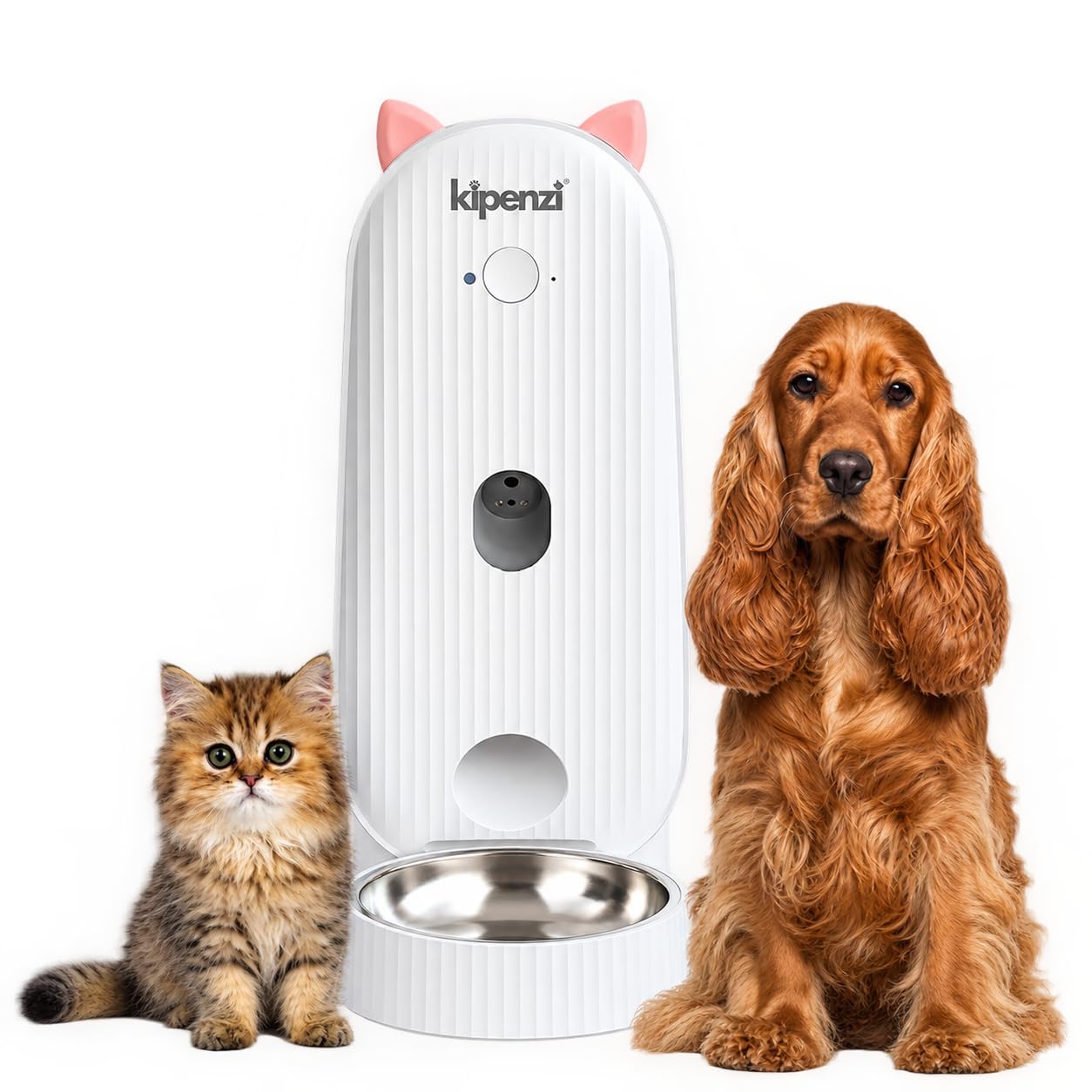 Kipenzi(FC-S03)-Automatic Smart WiFi Pet Feeder|4L Large Capacity with 1080p HD Camera & Night Vision|Voice Recording & RealTime Voice Call|Scheduled Feeding|AntiJam & TriplePreservation for Dogs&Cats