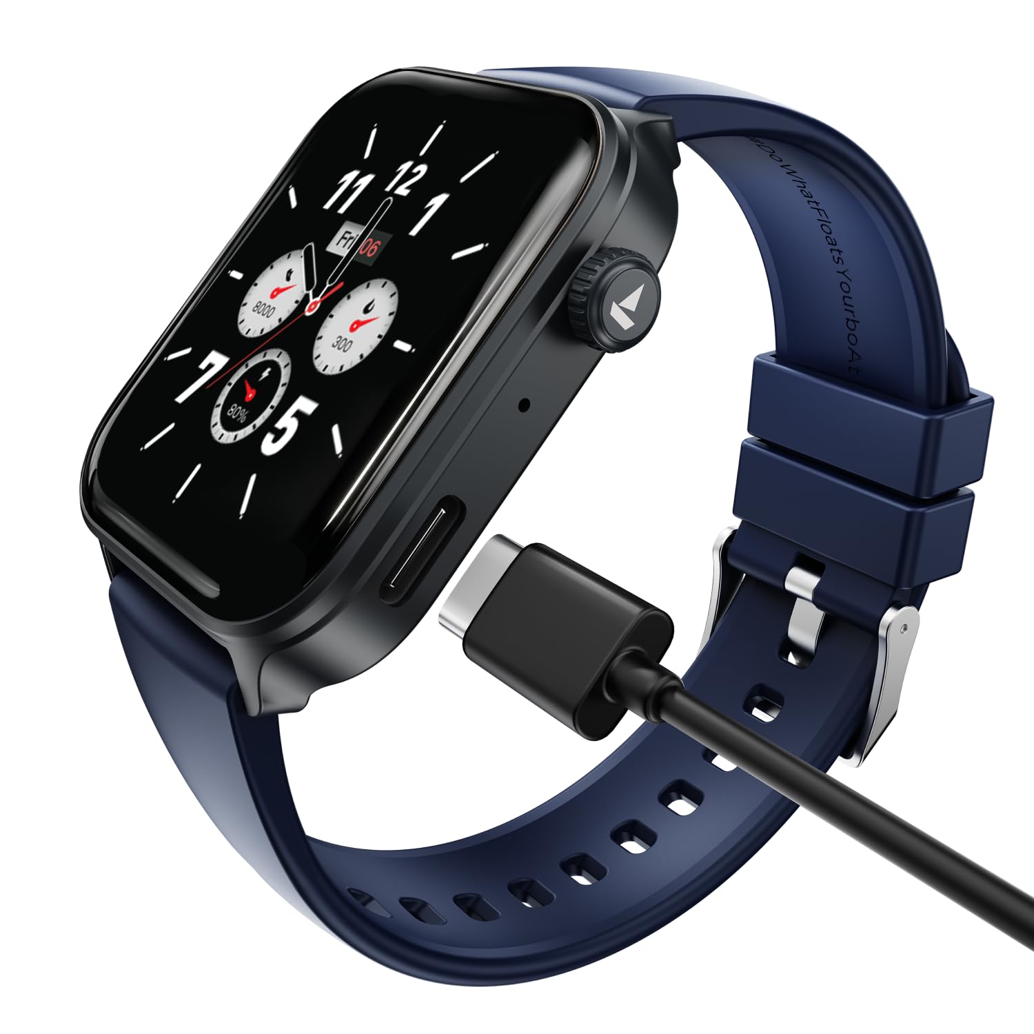 boAt Storm Call 4 India’s first Smartwatch with Type-C Charging,1.96” (4.97 cm) HD Display, Functional Crown, BT Calling, Sports Modes, Heart Rate, SpO2, Sleep & Stress Tracking, SOS, IP68 (Navy Blue)