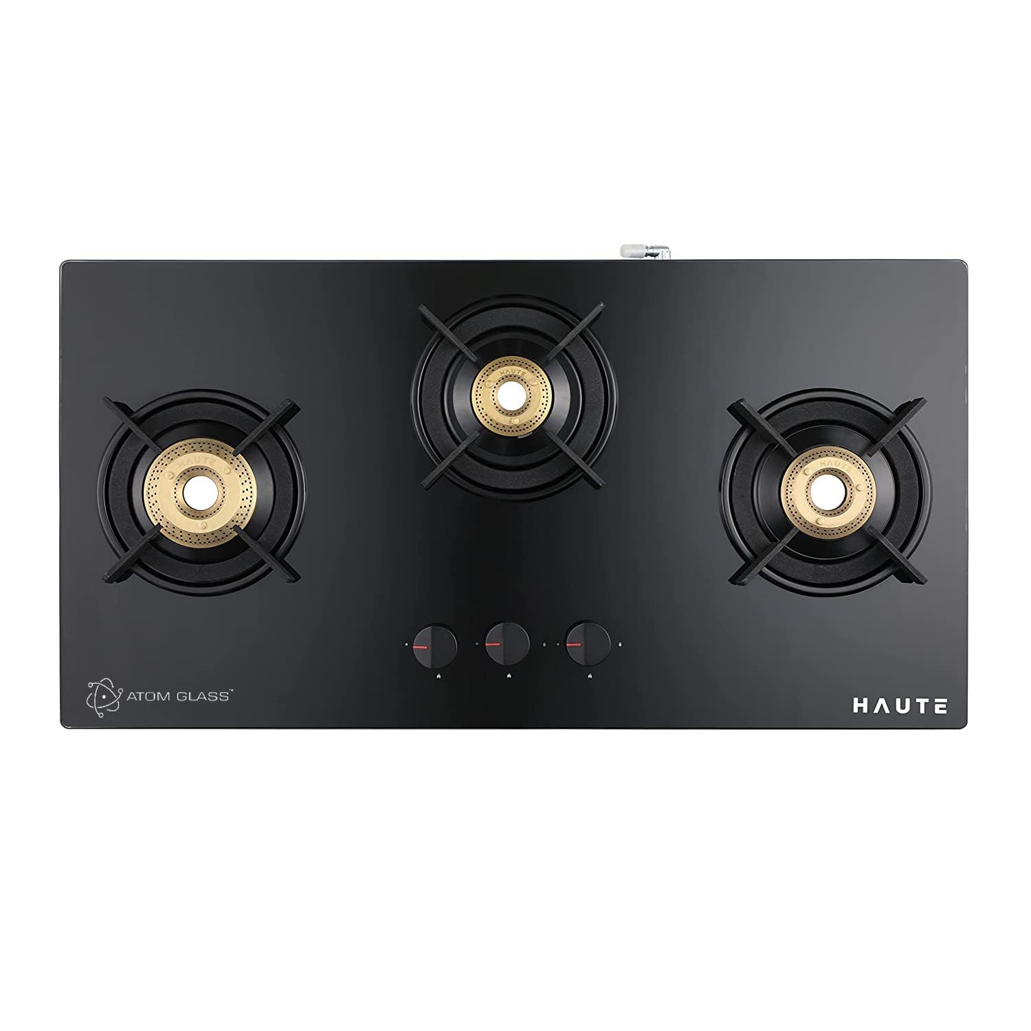 Haute Evoque series 3.0 Black 3 Burner Manual Stove | 8 MM Atom Glass | ISI certified |Door Step Service |10 Year Warranty by Haute Home