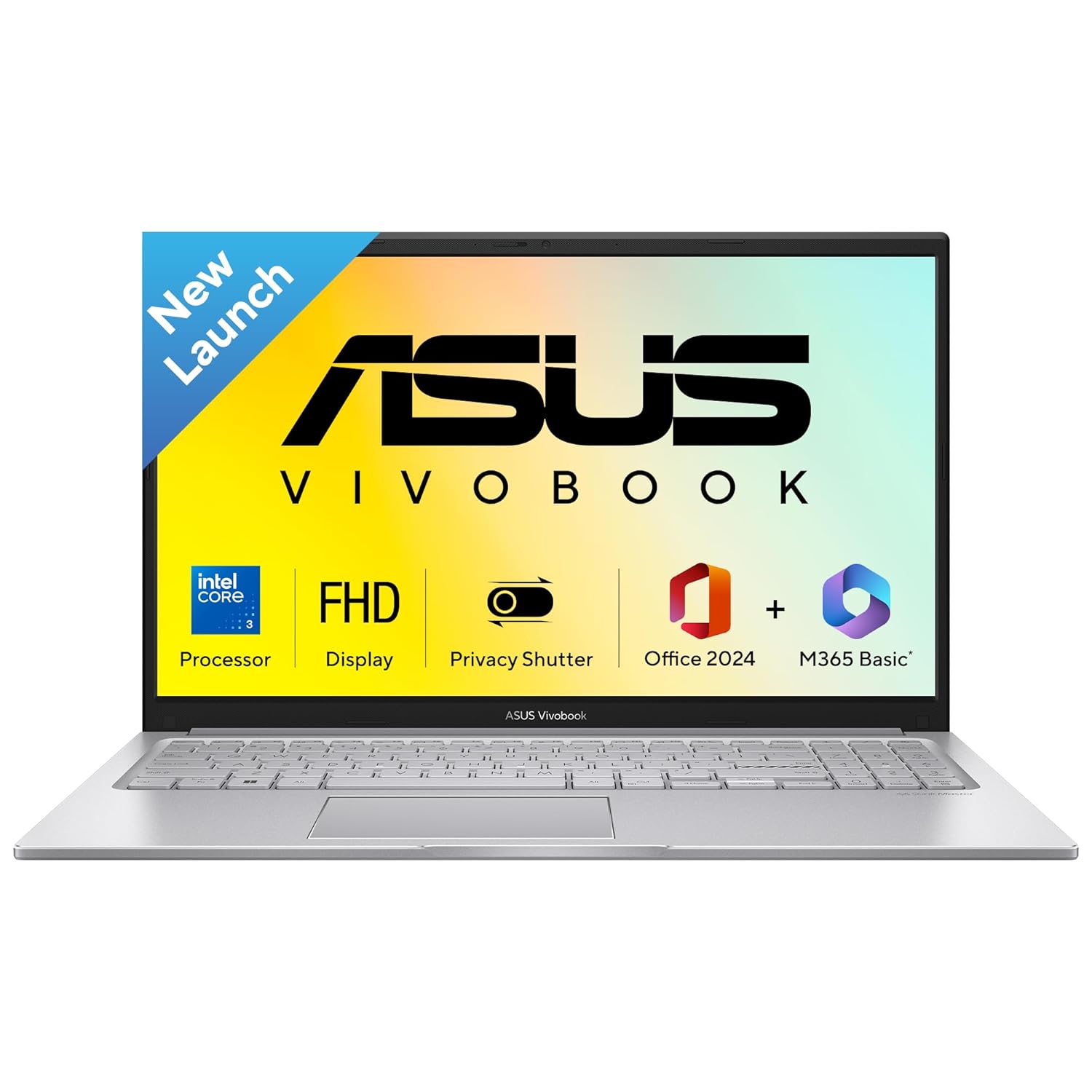 ASUS Vivobook 15 (2026),Intel Core 3 100U (i3-14th Gen), Intel iGPU, 8GB/512GB,FHD,15.6″(39.6 cm),Windows 11,M365 Basic(1 Year)* Office 2024,Cool Silver,1.7 Kg, X1504VAP-BQ1321WS,Thin & Light Laptop