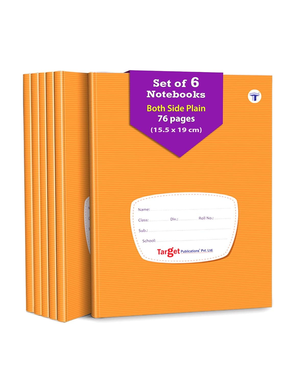 Both Sides Blank Small Notebooks for Kids and Students | 76 Plain Unruled Pages | Hard Bound Cover | 15.5 cm x 19 cm Approx | Pack of 6 Books | for Children School and Office Use | GSM 57