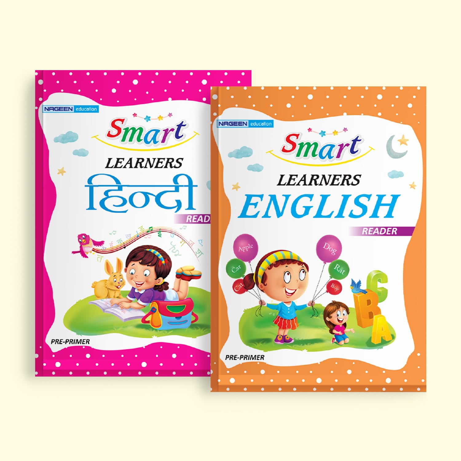 Smart Learners Pre-Primer Reader Combo (2 Books) | Bilingual English & Hindi Reading Books for Kids | Phonics, Vowels, Alphabet, Words & Stories | … (Ages 2 3 4 5 6 Years old ) Learning Item