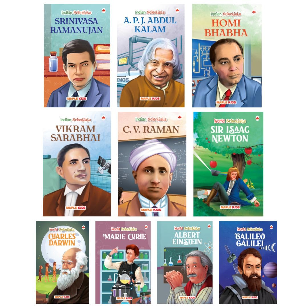 Story Books for Kids (Set of 10 Books) (Illustrated) – World & Indian Scientists – Biographies for Children – 6 Years to 10 Years Old – CV Raman, Homi Bhabha, Ramanujan, Abdul Kalam etc