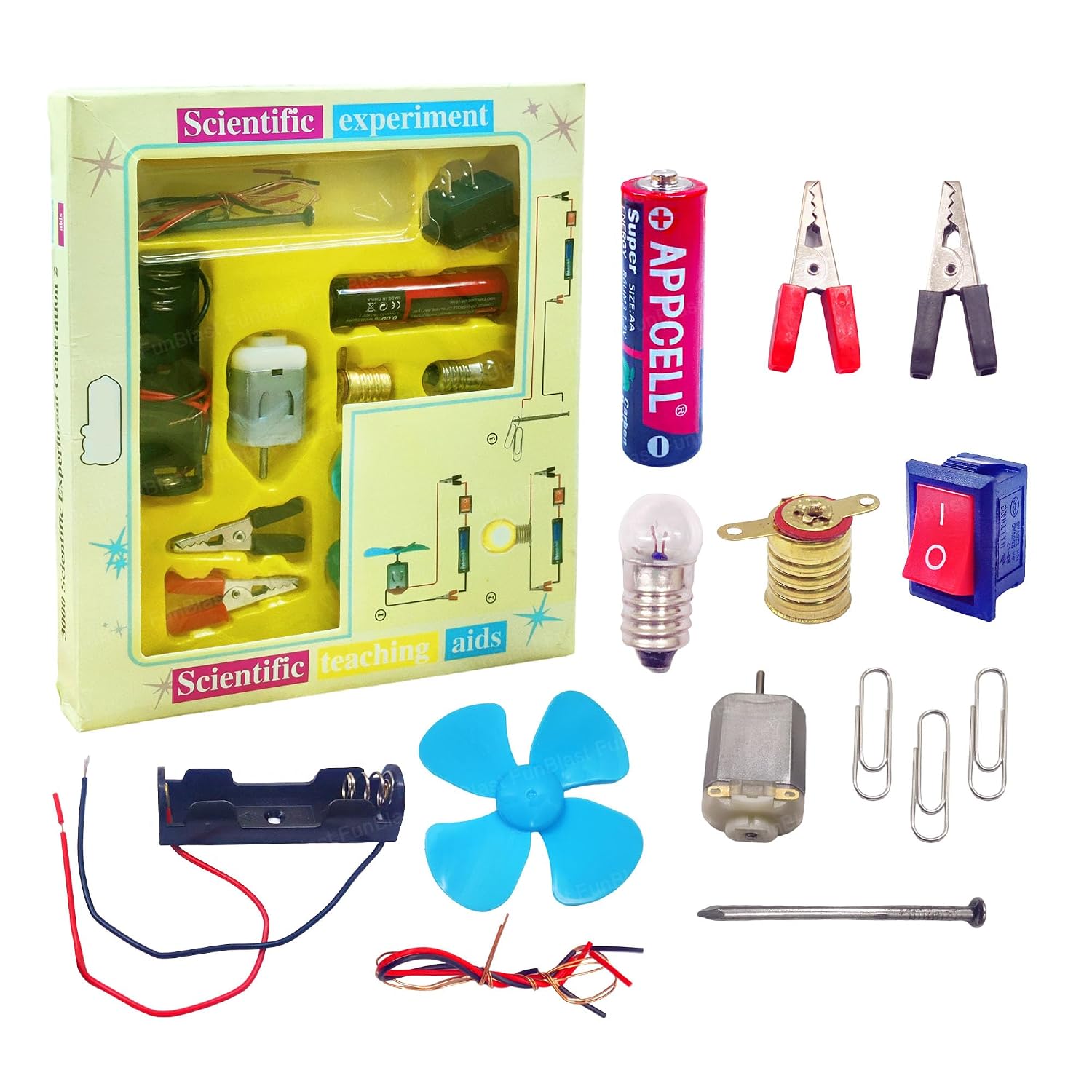 FunBlast Science Experiment Kit – Science Kit for Kids, STEM Kit, Electric Circuit Kit for Students with Motor Fan Toy, DIY Science Kit for Students, Science Experiment Kit – Random Color