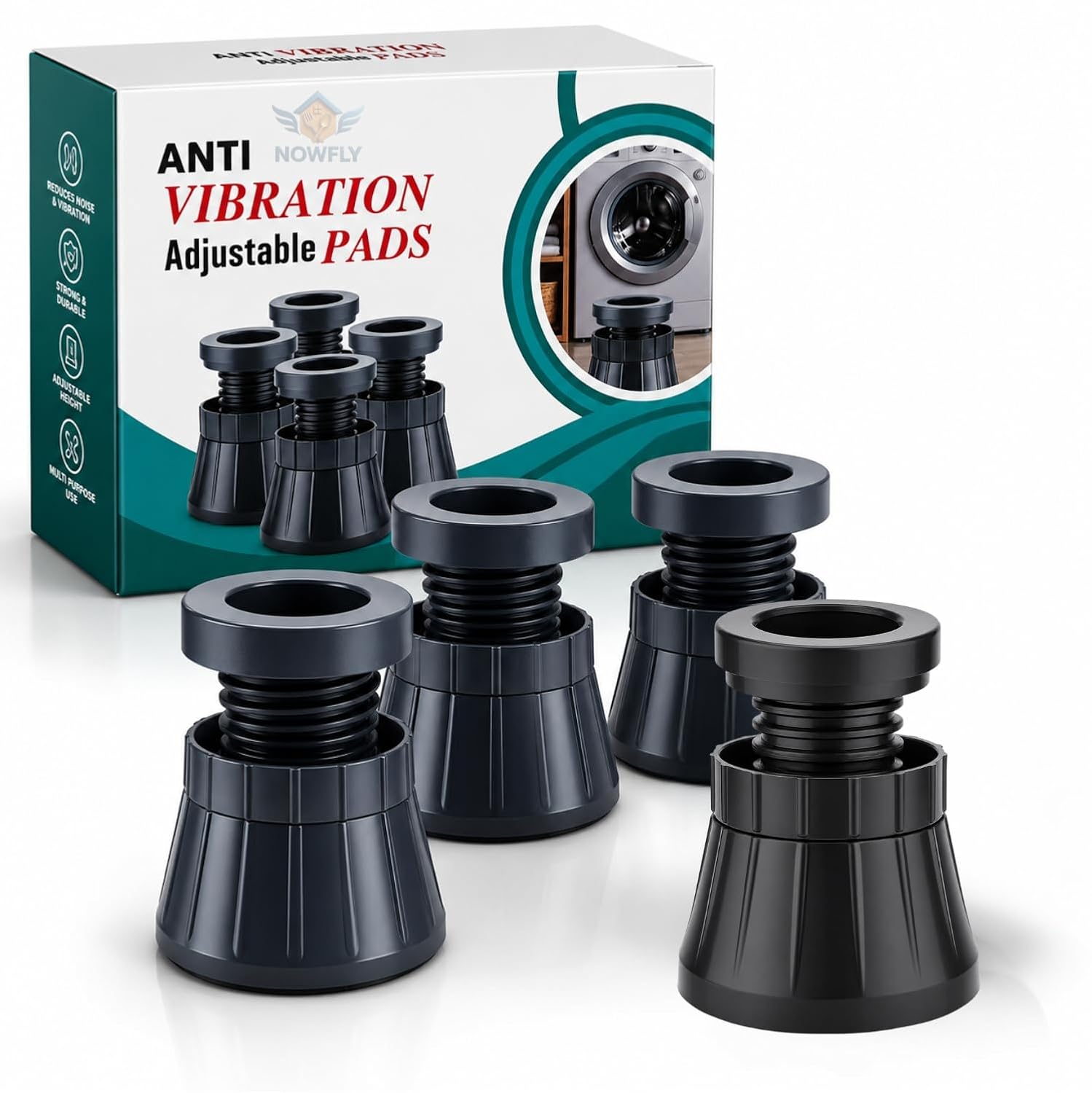 Vibration Absorbing Pads India, Fridge Rubber Legs, Washing Machine Stand Adjustable, Shock Absorber feet, Noise dampening Washer pad